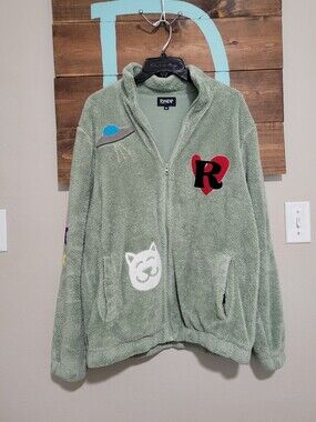RIPNDIP Pistachio Play Date Sherpa  Embroidered Streetwear Jacket Medium
